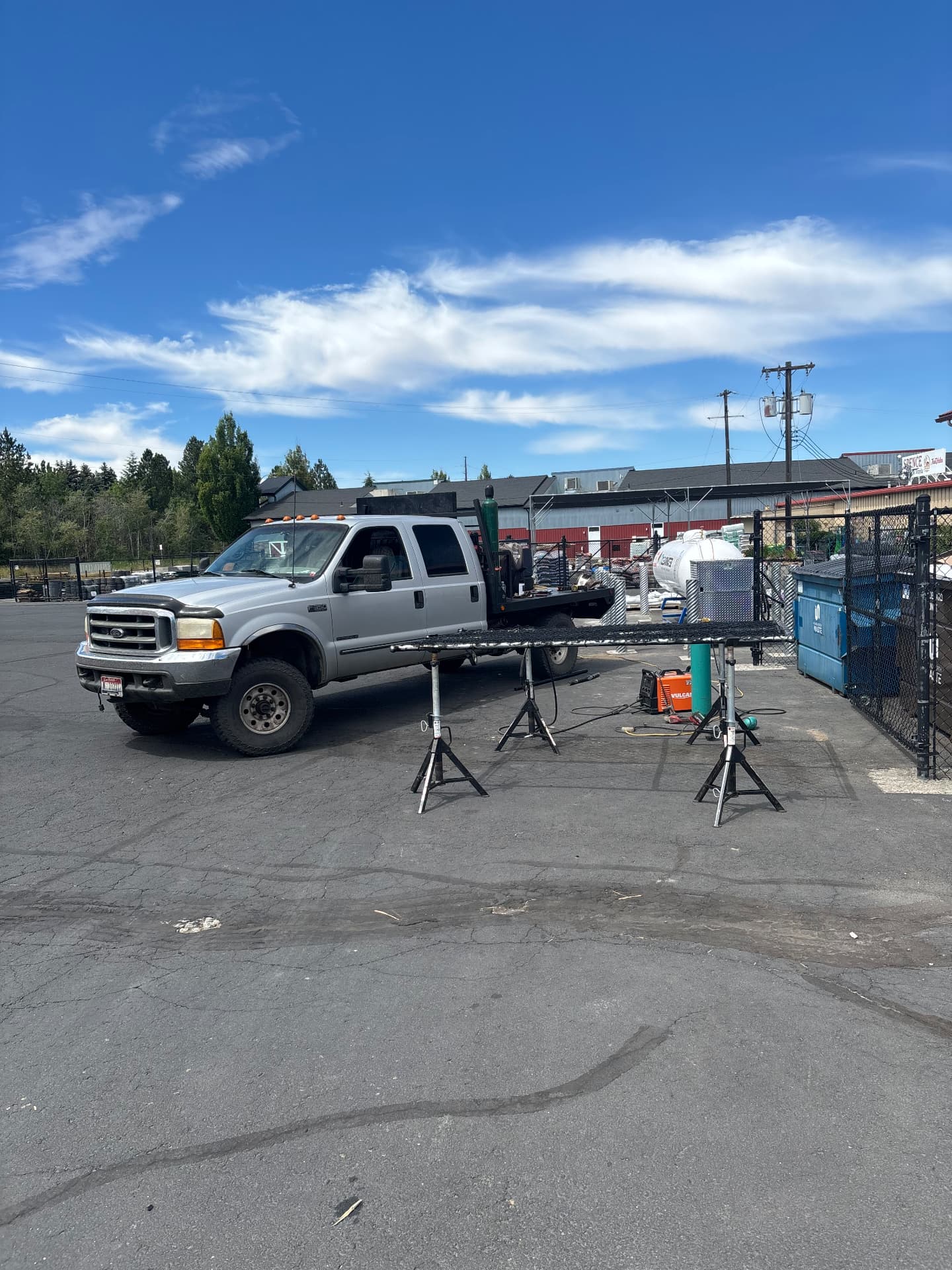 Fabricated assembly set up on stands beside the Kobar Welding mobile rig